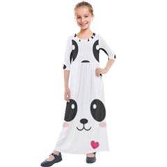 Cute Panda Love Animal Kids  Quarter Sleeve Maxi Dress by Ndabl3x