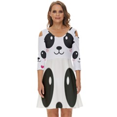 Cute Panda Love Animal Shoulder Cut Out Zip Up Dress by Ndabl3x