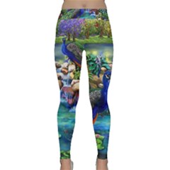 Peacocks In Garden Classic Yoga Leggings by Ndabl3x