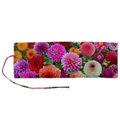 Flowers Colorful Garden Nature Roll Up Canvas Pencil Holder (m)