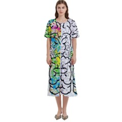 Brain Mind Psychology Idea Drawing Short Overalls Women s Cotton Short Sleeve Night Gown by Azkajaya