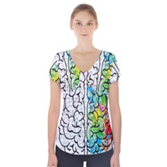 Brain Mind Psychology Idea Drawing Short Overalls Short Sleeve Front Detail Top by Azkajaya