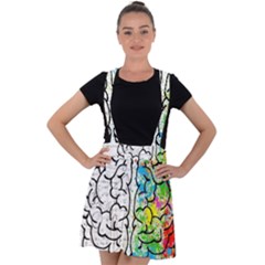 Brain Mind Psychology Idea Drawing Short Overalls Velvet Suspender Skater Skirt by Azkajaya