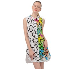 Brain Mind Psychology Idea Drawing Short Overalls Sleeveless Shirt Dress by Azkajaya