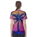 Abstract 3d Art Holiday Island Palm Tree Pink Purple Summer Sunset Water Women s Cotton T-Shirt View2