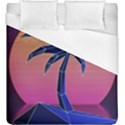 Abstract 3d Art Holiday Island Palm Tree Pink Purple Summer Sunset Water Duvet Cover (King Size) View1