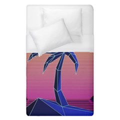 Abstract 3d Art Holiday Island Palm Tree Pink Purple Summer Sunset Water Duvet Cover (single Size) by Cemarart