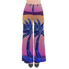 Abstract 3d Art Holiday Island Palm Tree Pink Purple Summer Sunset Water So Vintage Palazzo Pants