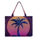 Abstract 3d Art Holiday Island Palm Tree Pink Purple Summer Sunset Water Medium Tote Bag View1