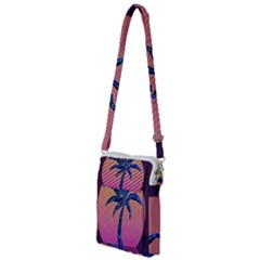 Abstract 3d Art Holiday Island Palm Tree Pink Purple Summer Sunset Water Multi Function Travel Bag by Cemarart