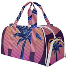 Abstract 3d Art Holiday Island Palm Tree Pink Purple Summer Sunset Water Burner Gym Duffel Bag by Cemarart