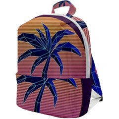 Abstract 3d Art Holiday Island Palm Tree Pink Purple Summer Sunset Water Zip Up Backpack by Cemarart