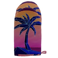 Abstract 3d Art Holiday Island Palm Tree Pink Purple Summer Sunset Water Microwave Oven Glove by Cemarart