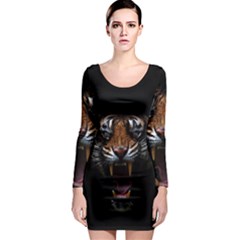 Tiger Angry Nima Face Wild Long Sleeve Bodycon Dress