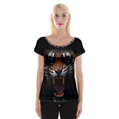 Tiger Angry Nima Face Wild Cap Sleeve Top