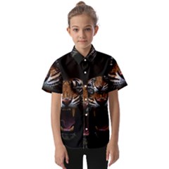 Tiger Angry Nima Face Wild Kids  Short Sleeve Shirt