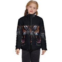 Tiger Angry Nima Face Wild Kids  Puffer Bubble Jacket Coat