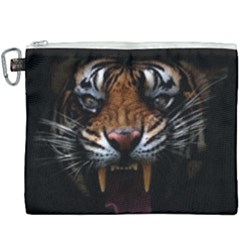 Tiger Angry Nima Face Wild Canvas Cosmetic Bag (XXXL)