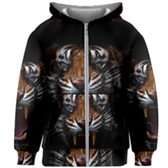 Tiger Angry Nima Face Wild Kids  Zipper Hoodie Without Drawstring by Cemarart