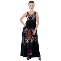 Tiger Angry Nima Face Wild Empire Waist Velour Maxi Dress