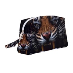 Tiger Angry Nima Face Wild Wristlet Pouch Bag (medium) by Cemarart