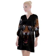 Tiger Angry Nima Face Wild Open Neck Shift Dress