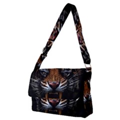 Tiger Angry Nima Face Wild Full Print Messenger Bag (M)