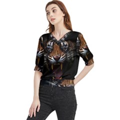 Tiger Angry Nima Face Wild Quarter Sleeve Blouse