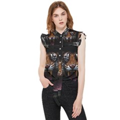 Tiger Angry Nima Face Wild Frill Detail Shirt