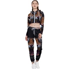 Tiger Angry Nima Face Wild Cropped Zip Up Lounge Set