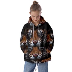 Tiger Angry Nima Face Wild Kids  Oversized Hoodie by Cemarart