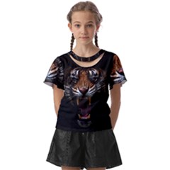 Tiger Angry Nima Face Wild Kids  Front Cut T-Shirt