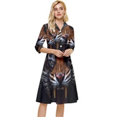 Tiger Angry Nima Face Wild Classy Knee Length Dress