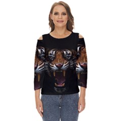 Tiger Angry Nima Face Wild Cut Out Wide Sleeve Top