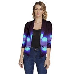 Sunset Colorful Nature Night Purple Star Women s Draped Front 3/4 Sleeve Shawl Collar Jacket by Cemarart