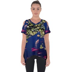 Koi Fish Carp Cut Out Side Drop T-shirt