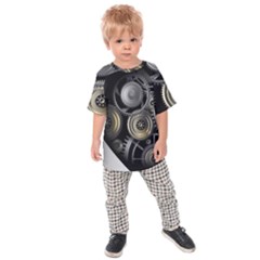 Abstract Style Gears Gold Silver Kids  Raglan T-shirt