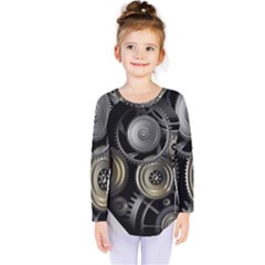 Abstract Style Gears Gold Silver Kids  Long Sleeve T-shirt