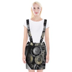 Abstract Style Gears Gold Silver Braces Suspender Skirt