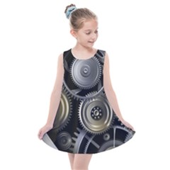 Abstract Style Gears Gold Silver Kids  Summer Dress by Cemarart