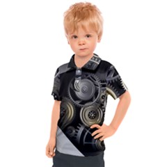 Abstract Style Gears Gold Silver Kids  Polo T-shirt