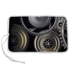 Abstract Style Gears Gold Silver Pen Storage Case (m) by Cemarart