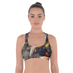 Koi Fish Clown Pool Stone Cross Back Sports Bra