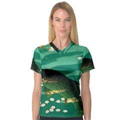 Japanese Koi Fish V-neck Sport Mesh T-shirt