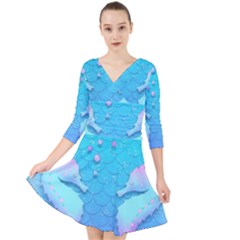 Seahorse Quarter Sleeve Front Wrap Dress