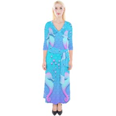 Seahorse Quarter Sleeve Wrap Maxi Dress by Cemarart