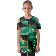 Japanese Koi Fish Fold Over Open Sleeve Top by Cemarart