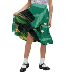 Japanese Koi Fish Kids  Ruffle Flared Wrap Midi Skirt by Cemarart