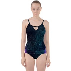 Abstract Effect Gold Led Light Pink Purple Red Cut Out Top Tankini Set