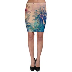 Palm Trees Beauty Nature Clouds Summer Bodycon Skirt